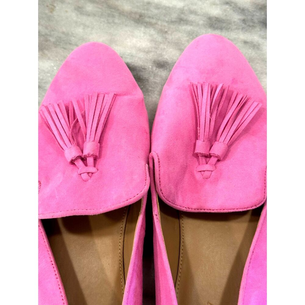 J. Crew Bright Pink Suede Loafers w/ Tassels EUC Size 9.5 / classic / preppy / - Picture 2 of 11